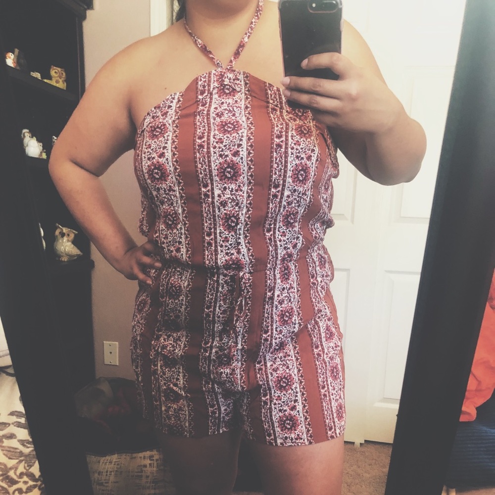 Moroccan-print Halter Romper